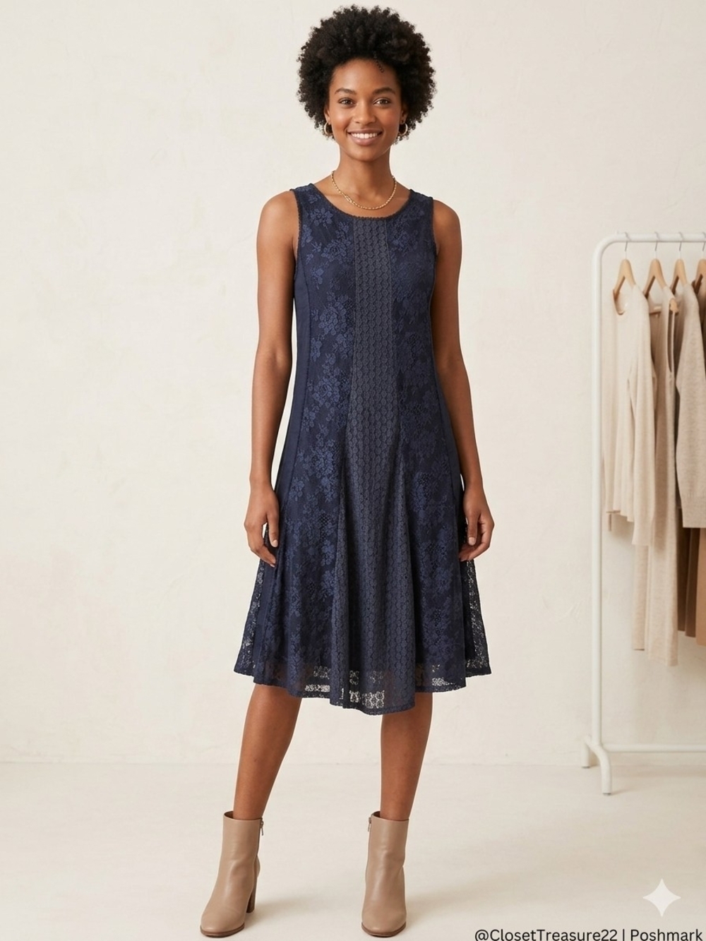 Free People Black Sleeveless Lace Midi Dress Size Small